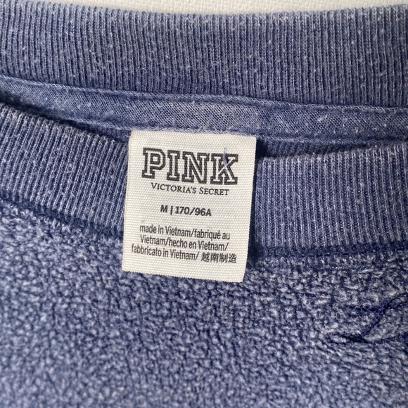 (A55) PINK by Victoria Secret Fuzzy Knit Crewneck Pullover Sweatshirt Blue, M - Picture 4 of 9